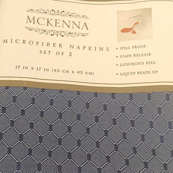 Lot of 3 Mckenna Microfiber Cloth Dinner Napkin 17" x 17" Dark Blue Diamond 2 pk - Picture 2 of 2